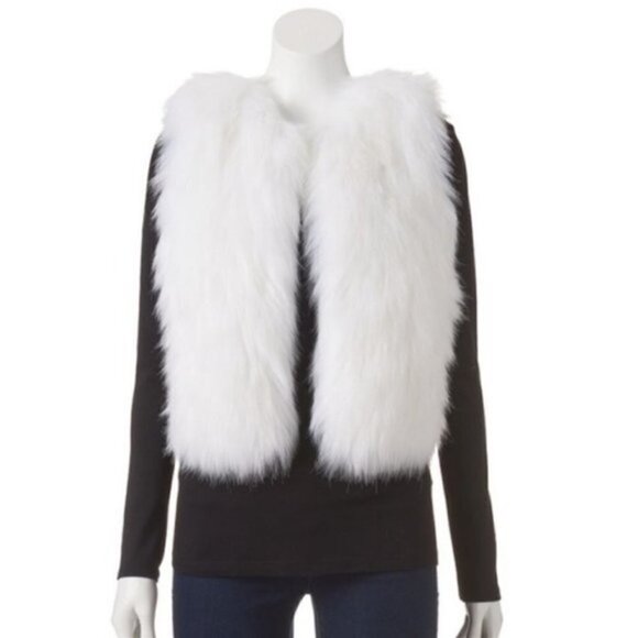 𝅺JENNIFER Lopez Faux Fur Open Vest - Picture 1 of 11